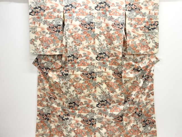 JAPANESE KIMONO / ANTIQUE KIMONO / TAISHO ROMAN STYLE / MON KINSHA / FLOWER